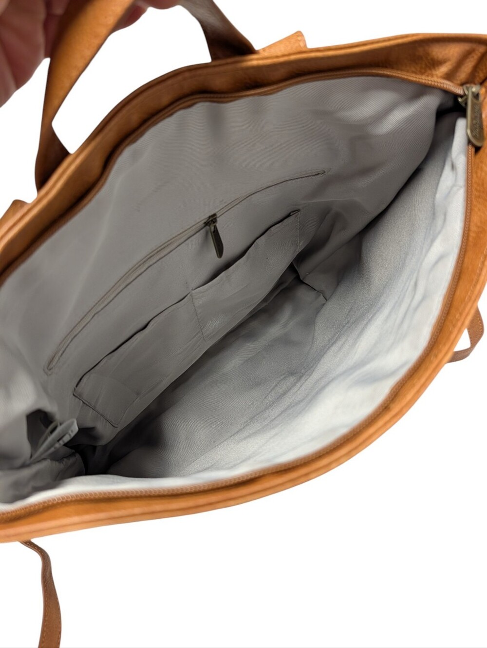 Thirty-One Women's Brown Backpack Tote Cognac Tan Vegan Faux Leather  Bag - Picture 4 of 9